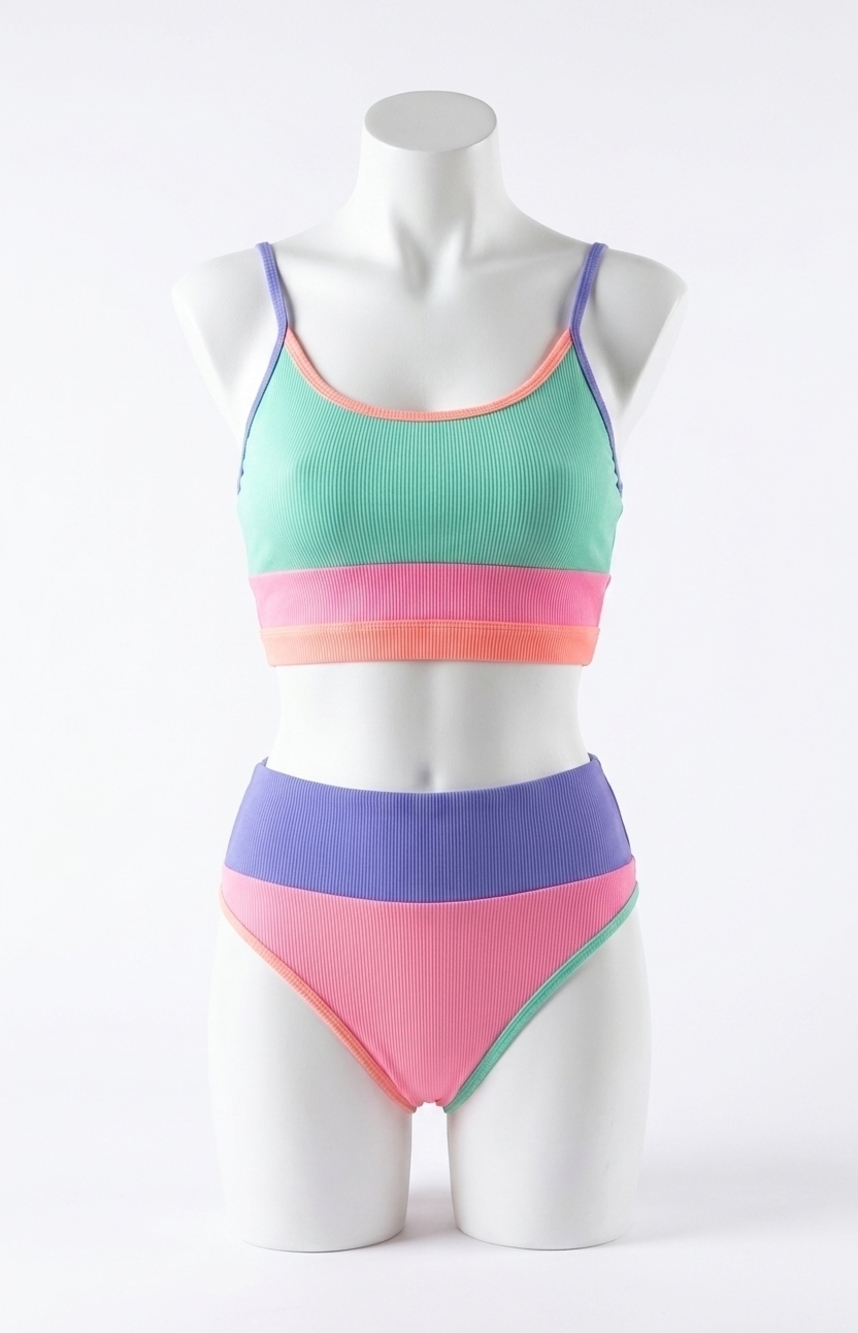 NEW BEACH RIOT eva bikini top in aqua haze colorblock